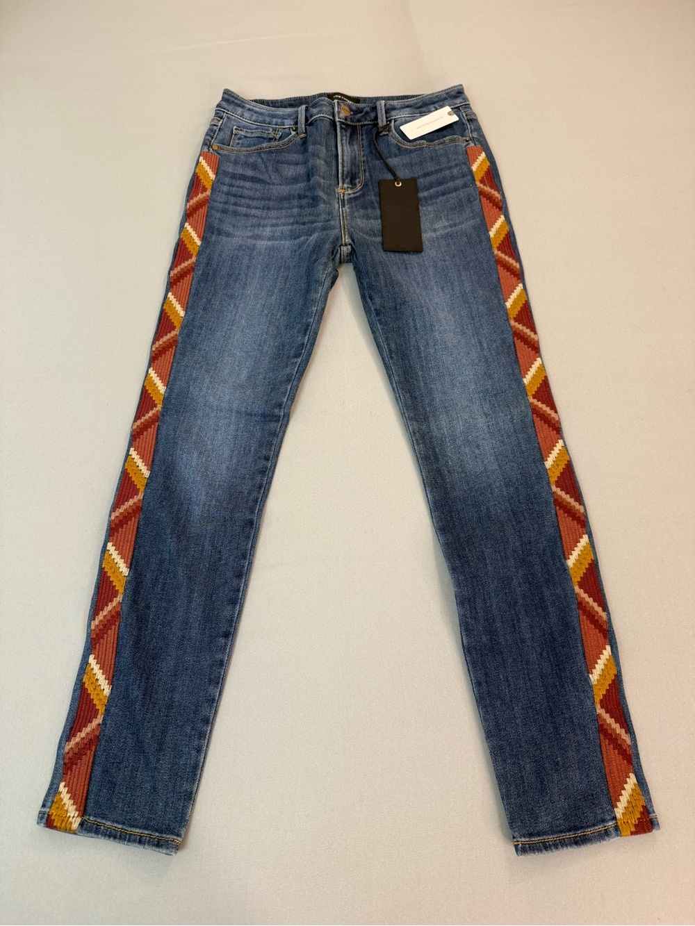 Anthropologie Driftwood Jackie High Rise Embroidered Skinny Jeans Size 27 NWT